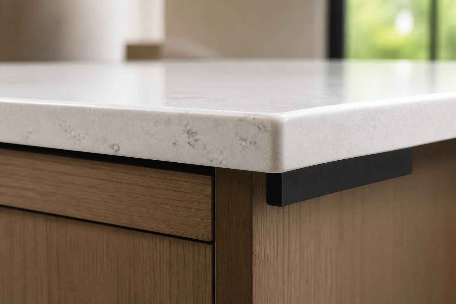 CAD detail showing countertop edge and overhang conditions